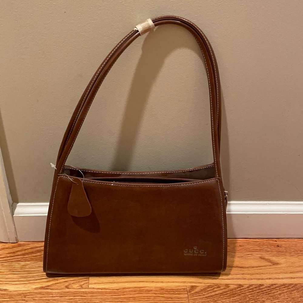 Gucci bag brown leather shoulderbag, Non authentic